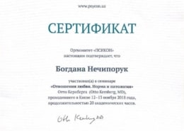 Богдана Нечипорук Сертифікат Психолог Богдана Нечипорук Сертифікат Психолог